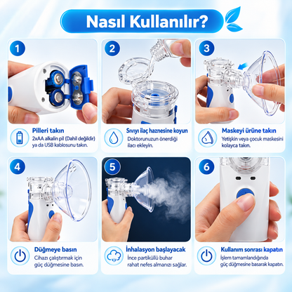 Nefivia™ Yeni Nesil Mesh Buhar Cihazı  – Sessiz, Hafif ve Taşınabilir